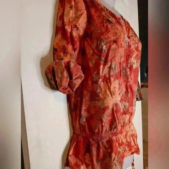 Croft & Barrow Floral fall peplum fitted ruffle Cottagecore Y2K blouse - Picture 7 of 9